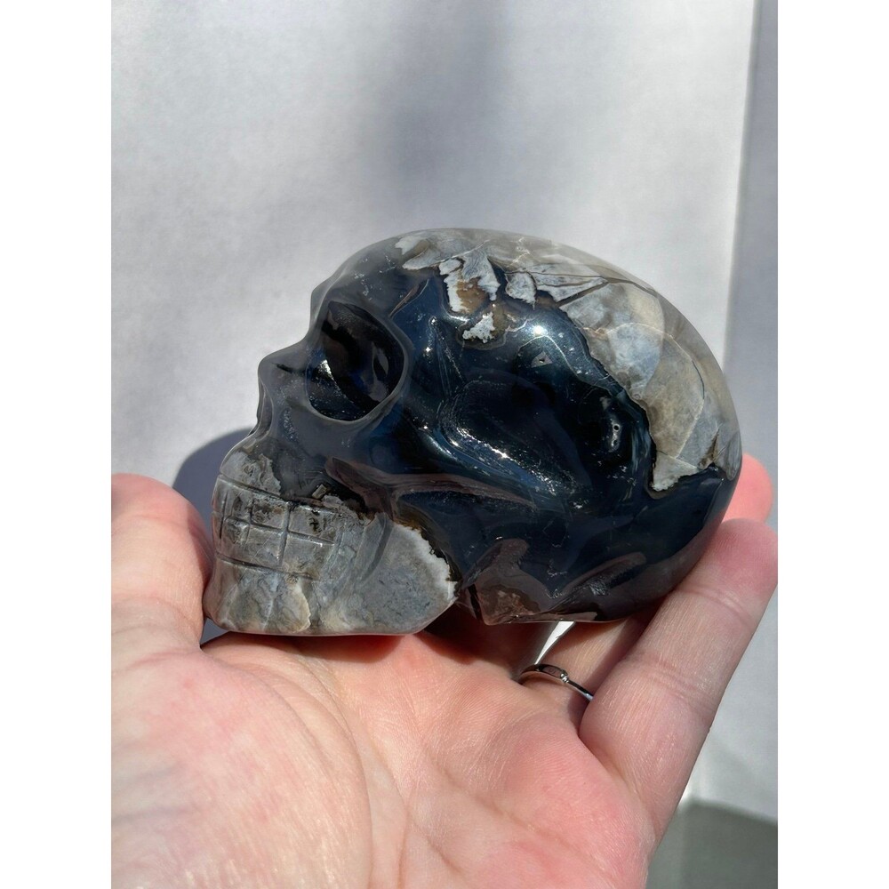 Wicked Cool Volcano Agate Skull - AMAZING UV REACTION